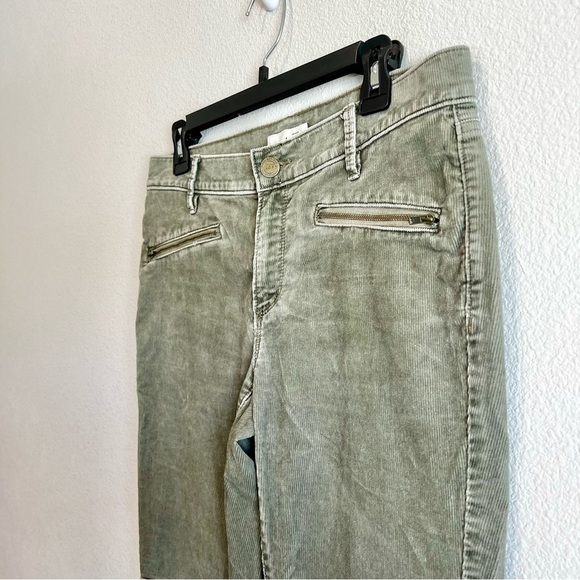 LOFT Ann Taylor Skinny Crop Corduroy Pants Olive Green Ankle Moto Style Size 6 - Picture 2 of 11